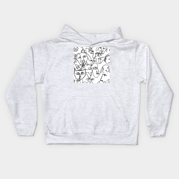 Abstract faces Kids Hoodie by scrambledpegs